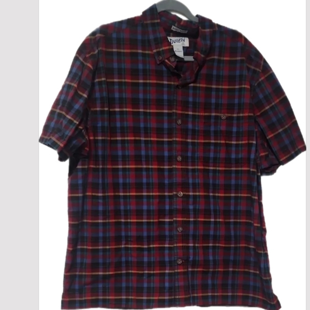 Duluth Trading Co Men’s Plaid Button Down Shirt Relaxed Fit Untucked